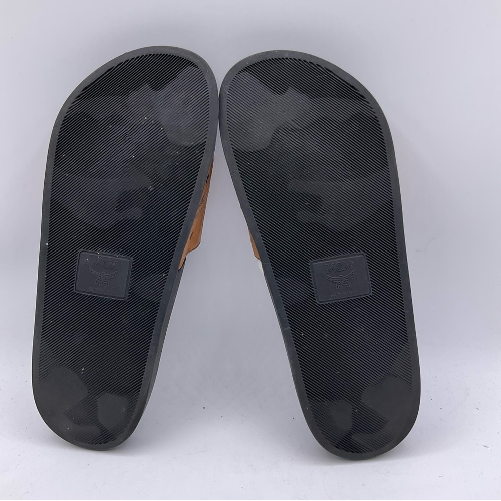 Mcm Munchen M1976 Slides Cognac And Black M9.5 W11.5 - Picture 9 of 15
